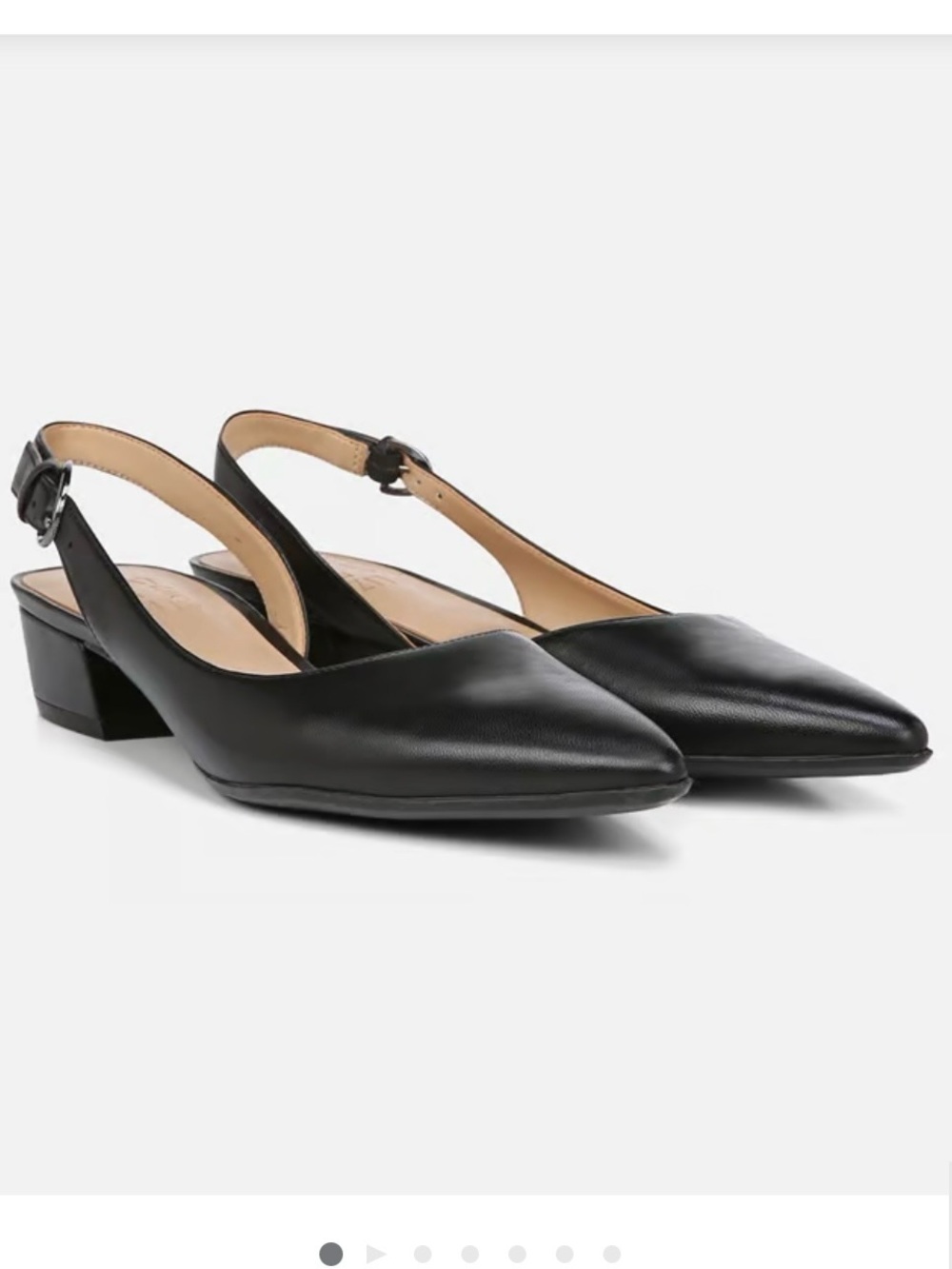 NATURALIZER BANKS POINTED-TOE LEATHER QUIET LUXURY SLING BACK FLATS NEW Sz8